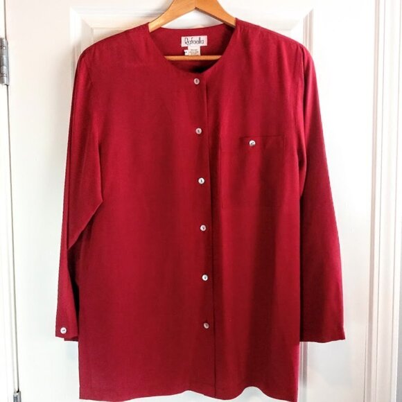 Rafaella Red Silk Long Sleeve Jacket - Picture 1 of 4